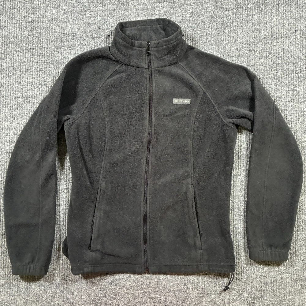 Columbia Fleece Jacket Mens L Black Full Zip Outdoor Lightweight Zip Pockets
